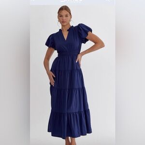 Entro Deep Blue Midi Dress
